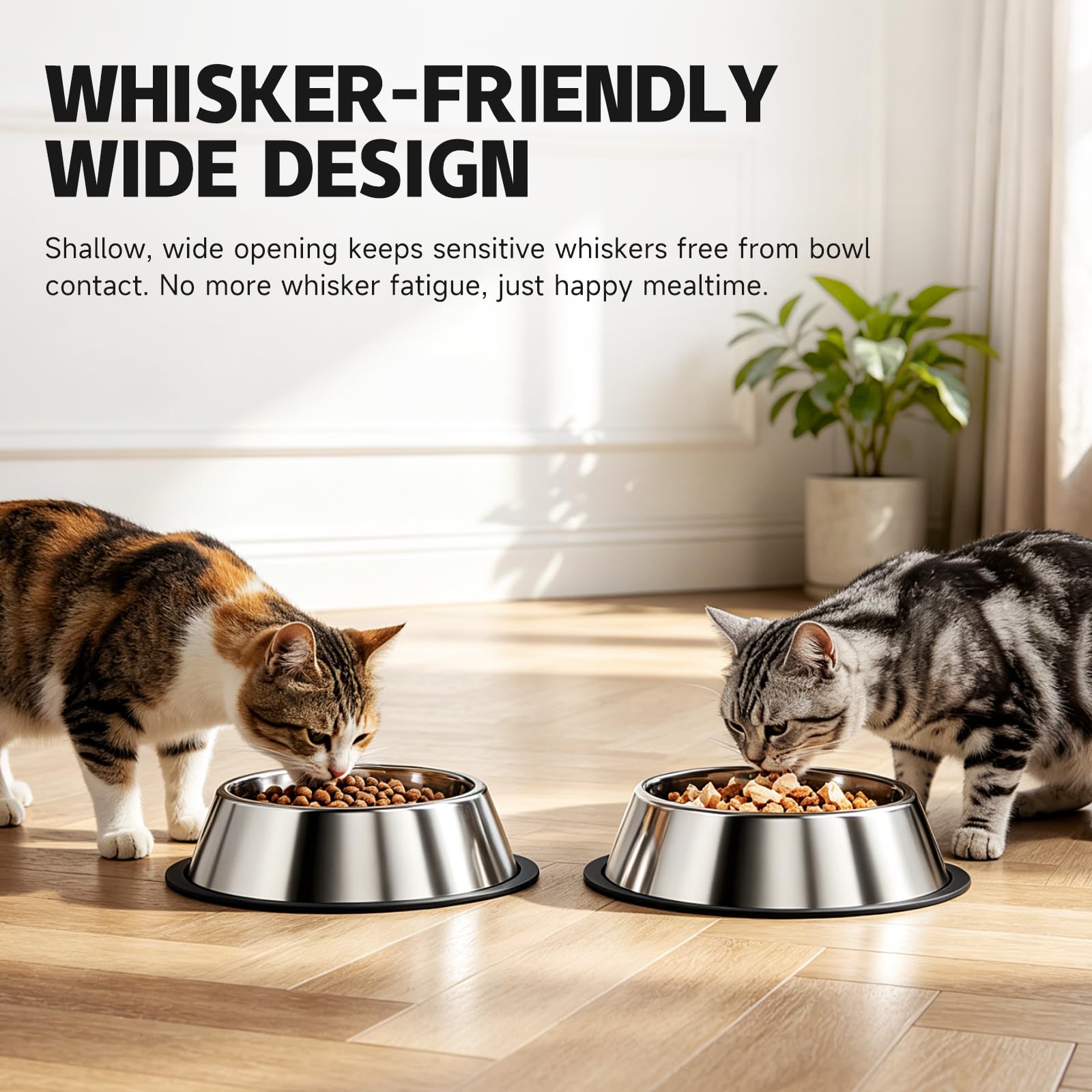 Stainless Steel Food Water Shallow Whisker Friendly Cat Pet Bowl Metal Dish,Removable Base,2-pack Set,12 FL OZ   350 Ml,Easily Clean,Dishwasher Safe,for Cats Kittens photo 6