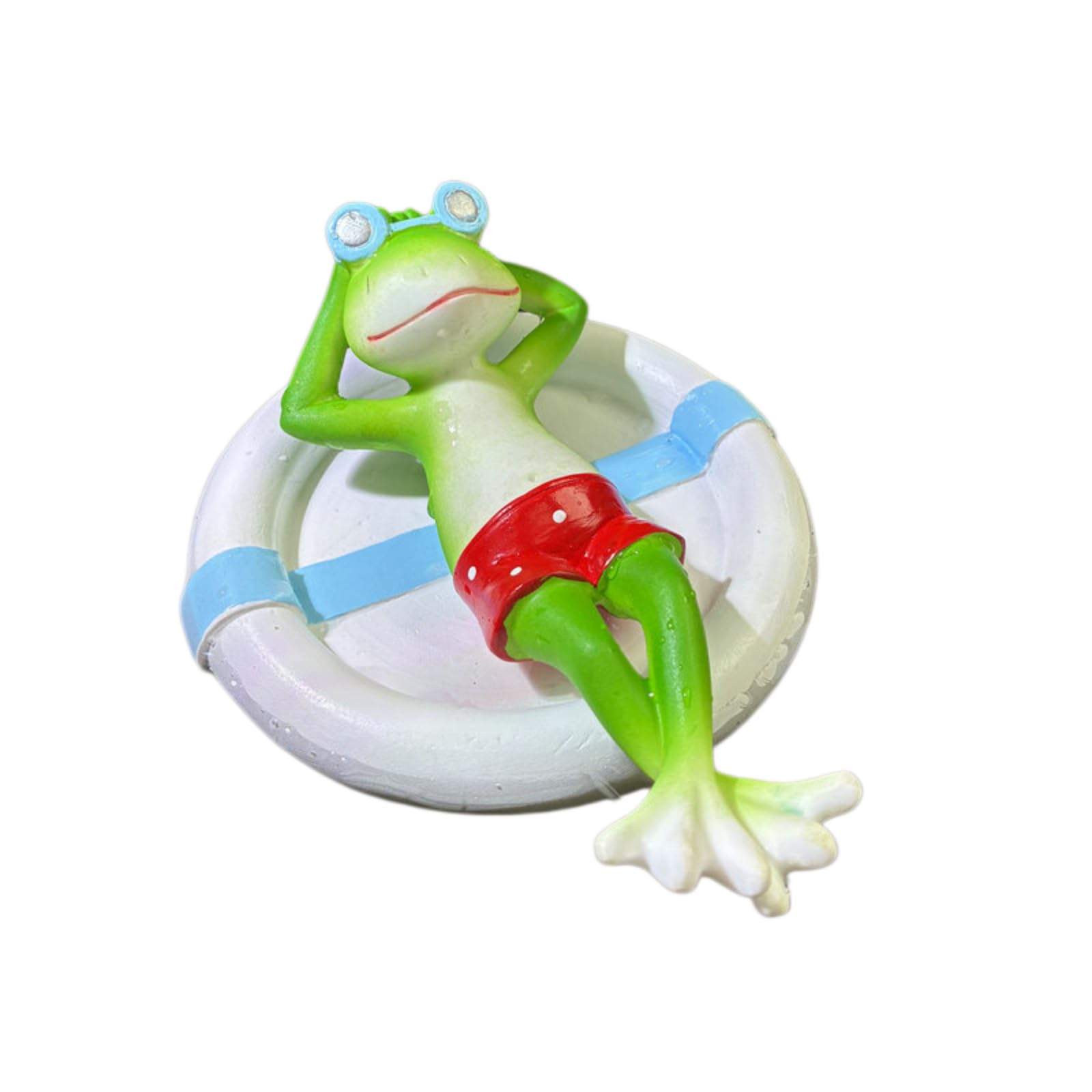 Floating Frog On Swim Ring Resin Aquarium Ornament, Fish Tank Decor, Water Surface Accessory photo 5