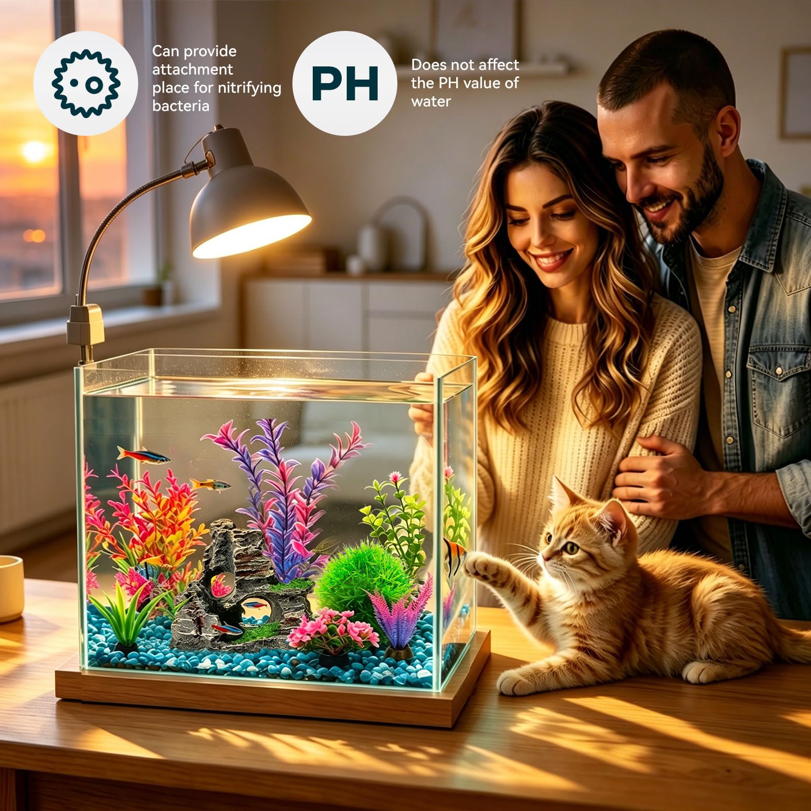 8Pcs Aquarium Decor Set, Artificial Plastic Plants And Rock Cave For Fish Tank Decorations, Goldfish Betta Fish Tank Accessories Supplies Realistic Small Large Fish Bowl Ornaments photo 8