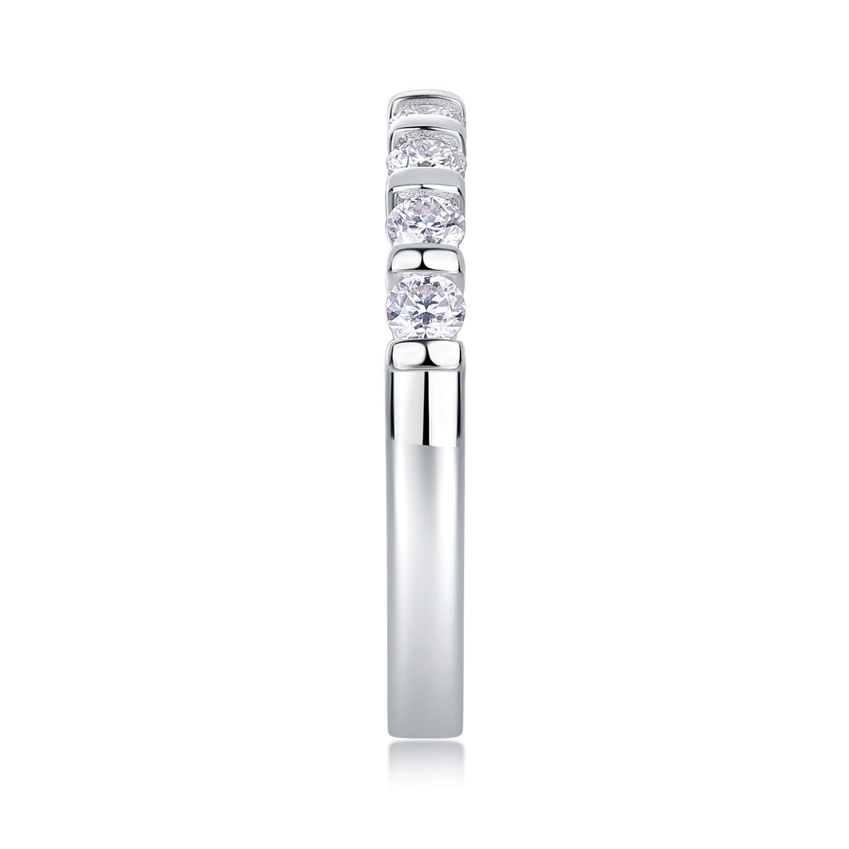 S925 Silver 2.1g Platinum Plated Moissanite Ring, 2.8mm 8pcs D VVS1 Half Eternity Band, GRA Certified US 5-9 photo 4