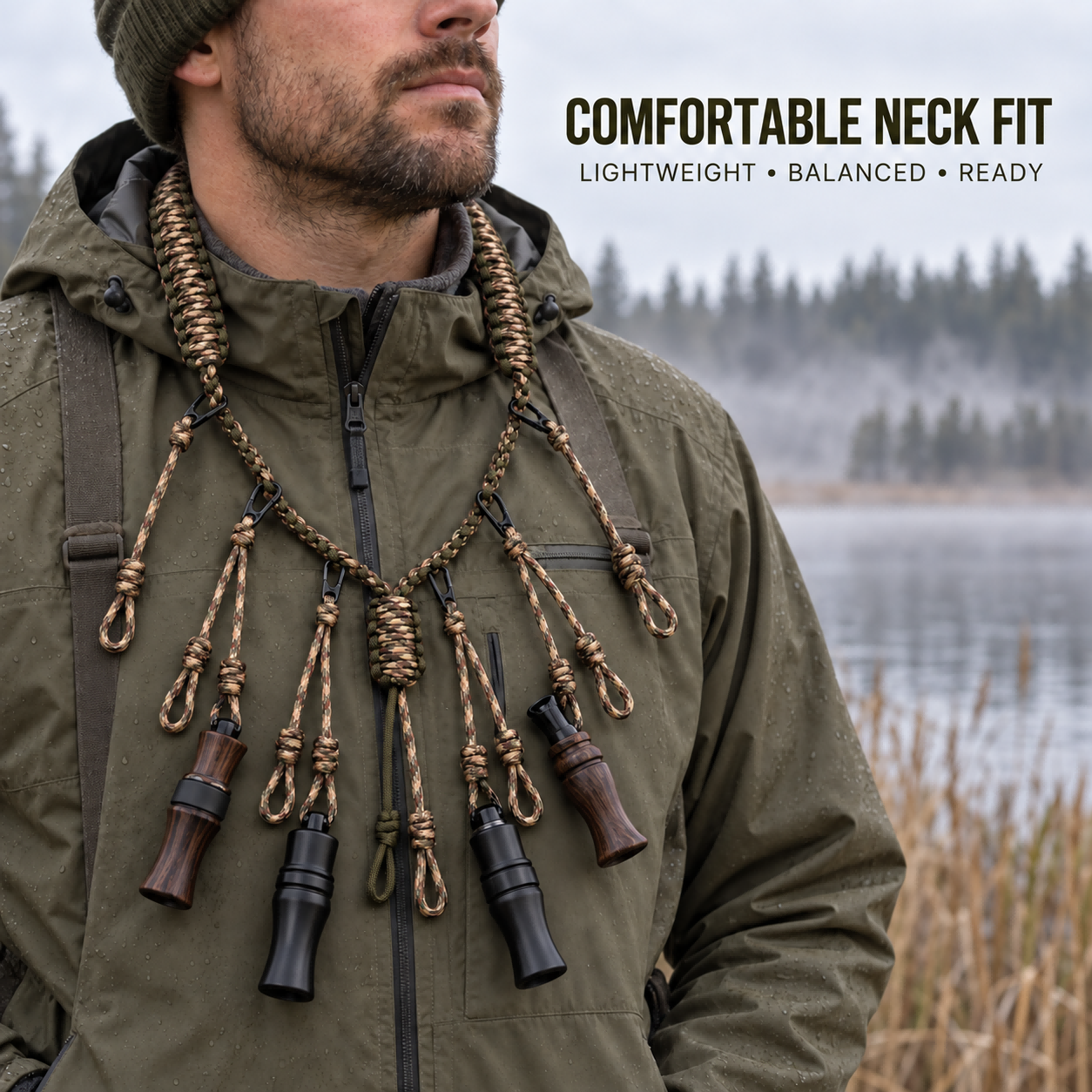 Seven Strand Nylon Durable Duck Call Lanyard Hand Braided Multi Loop Hunting Game Call Holder Duck Goose Waterfowl photo 4