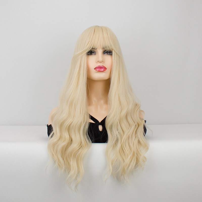 Qi Bangs Purple Silk Gradual Change Chemical Fiber Wig photo 2