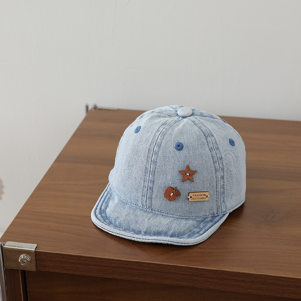 Star Apple Patch Children's Denim Baseball Cap - Retro Washed Soft Top Children's Baseball Cap For Outdoor Versatility photo 6