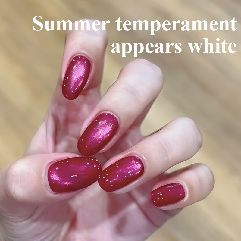 Ms Rainbow Starry Series 05 Cherry Red Cat Eye Gel Polish, 10ml, Glossy Red Shimmer Magnetic, Long Lasting Soak Off, Salon, Home Manicure, For DIY Nail Lovers photo 3