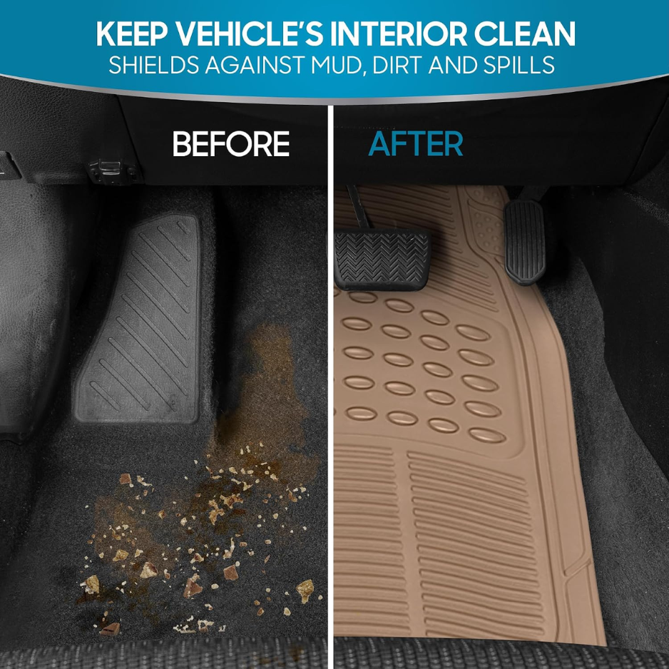 Floor Mats For Cars Trucks SUV, 4-Piece All-Weather Car Mats With Universal Fit Design, Durable Car Floor Mat With Capture Ridges, Waterproof Rubber Floor Mat For Cars photo 3