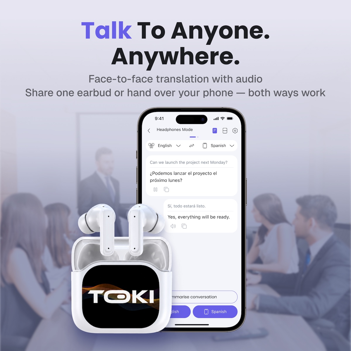Toki Pro-5 AI Translation Earbuds With Smart LCD Charging Case photo 8