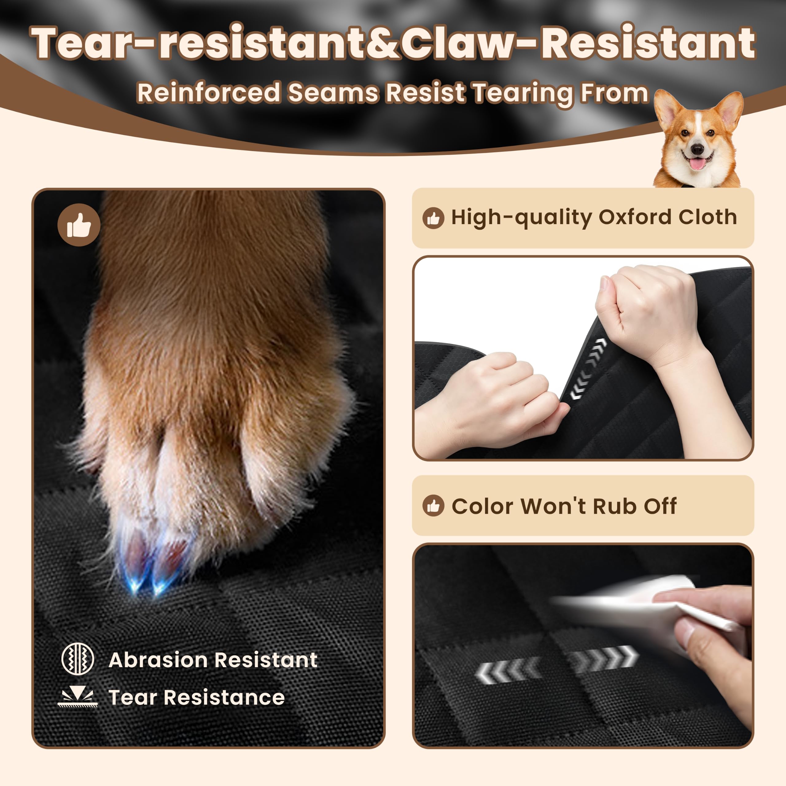 2 Pack Dog Car Seat Cover For Front Seat, Waterproof Car Seat Protector 900D Tear-resistant Front Seat Cover For Dogs, Full Side Flaps, Non-slip, Universal Fit For Cars Trucks SUVs, Easy To Clean photo 7