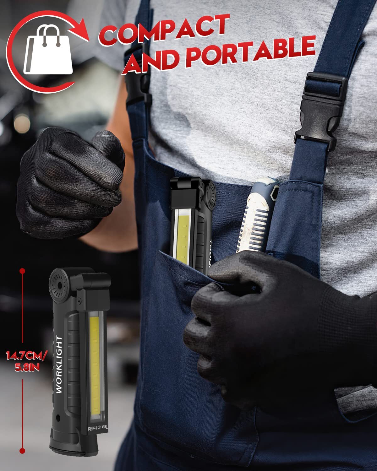 LED Flashlight 1PCS USB Rechargeable With Magnetic For Work Hand Inspection photo 3