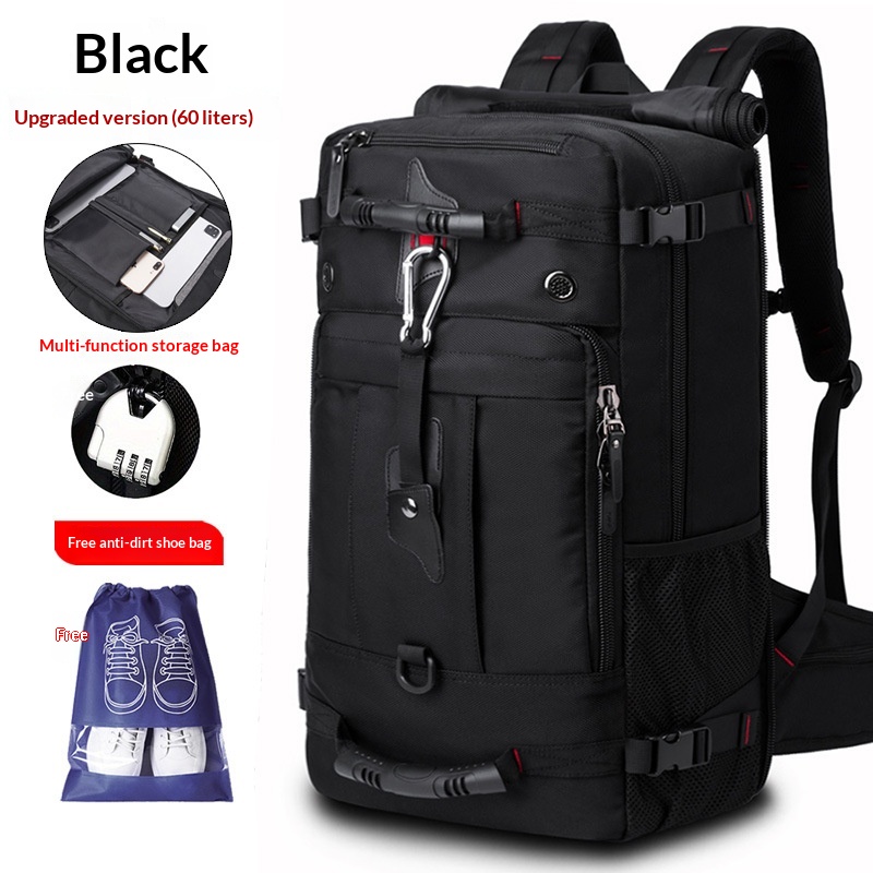 Large Capacity Men's Business Leisure Travel Bag, Multifunctional And Wear-resistant Outdoor Hiking Bag, Business Travel Backpack - Black photo 1