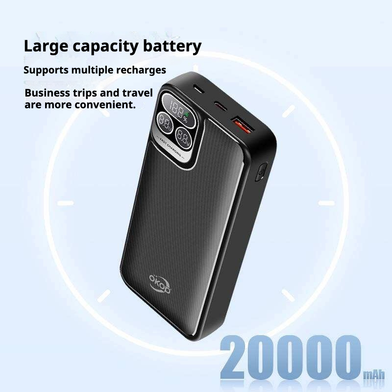 KP-704 Best-selling 20,000mAh High-capacity Fast-charging Power Bank With Digital Display And Built-in Dual Cables In Stock photo 6