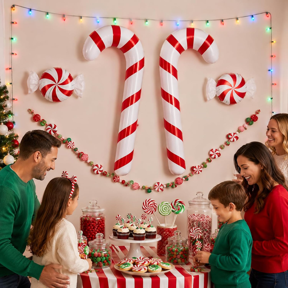 2pcs Inflatable Candy Canes Balloons For Christmas Candy Cane Decorations photo 3