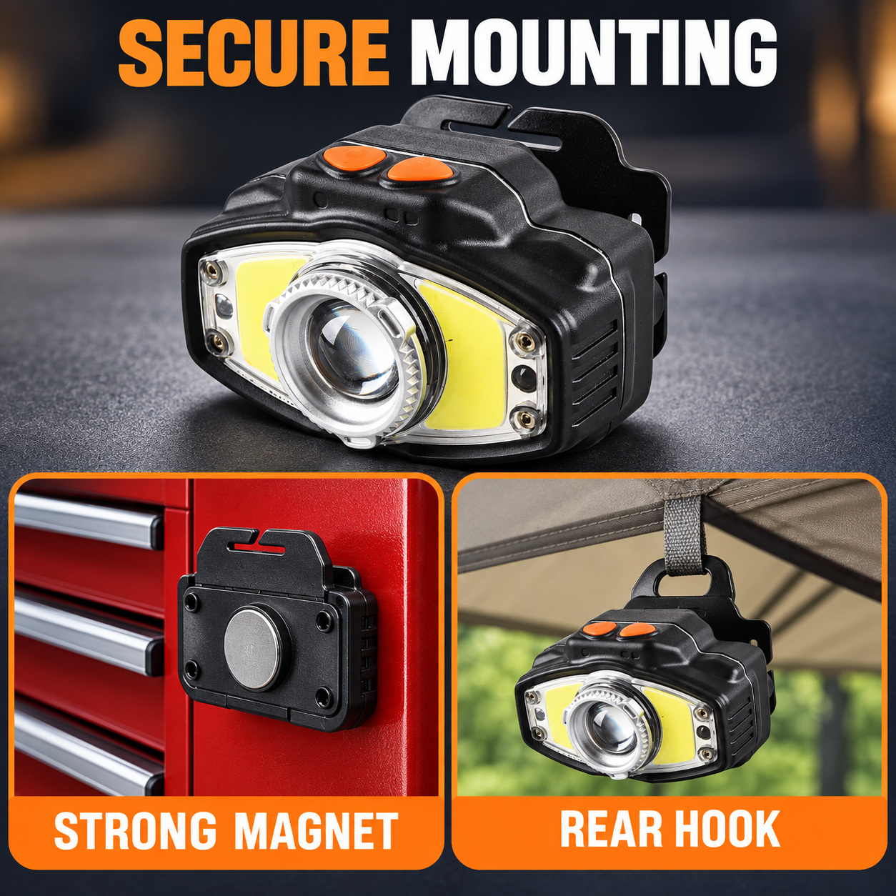 W663 2 Hands Free COB LED Headlamp 10W 4000mAh Rechargeable Type C For Camping Hiking photo 2