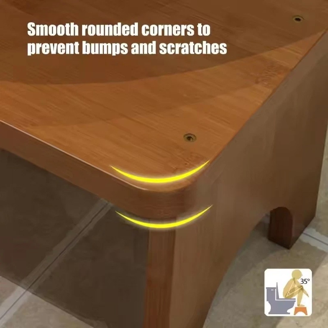 Bamboo Toilet Squat Stool Wide Bathroom Potty Step Non Slip Portable UK photo 4