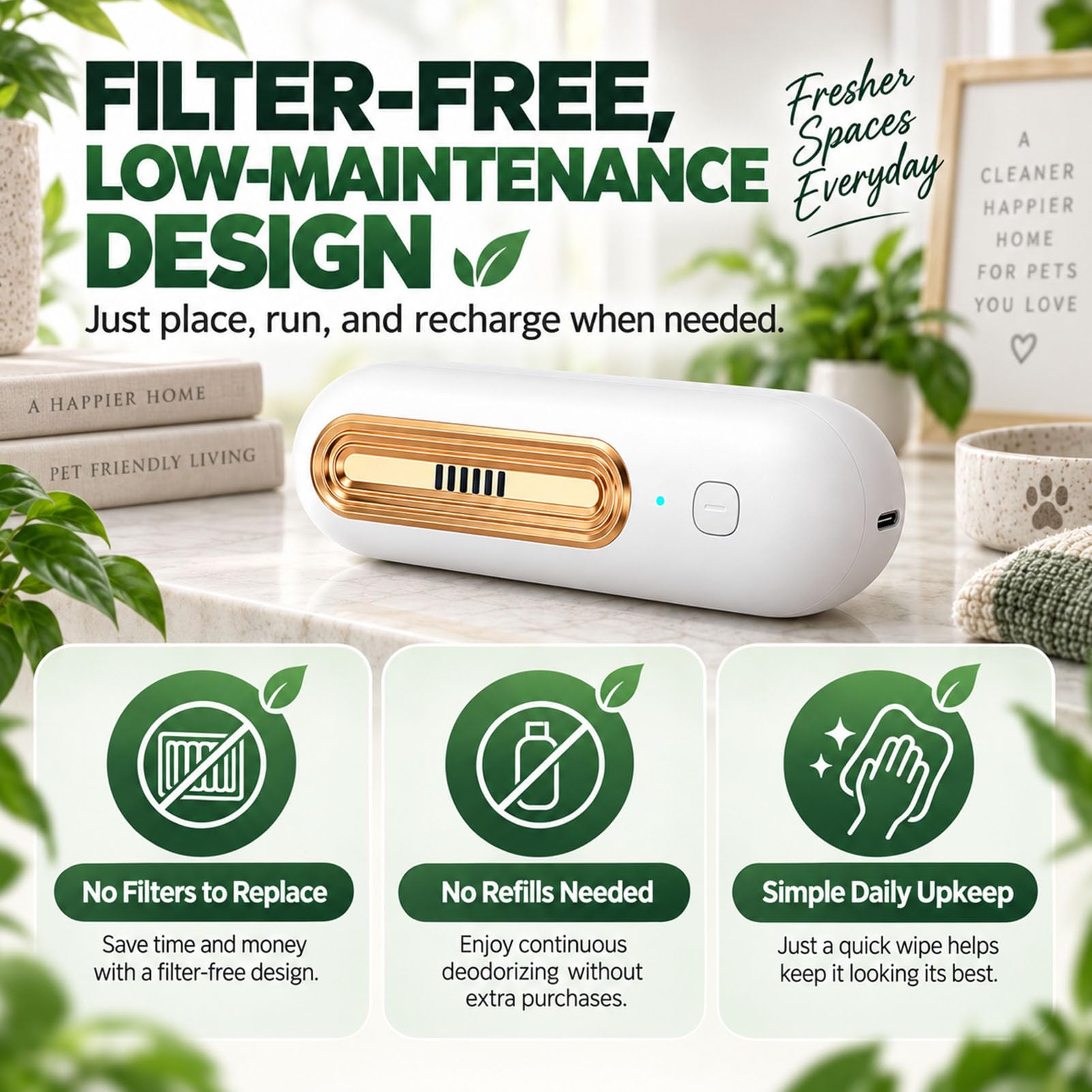 Pet Odor Eliminator, Rechargeable Portable Deodorizer For Pets  For Cats, Dual Modes With Filter-Free Design For Litter Boxes, Friger, Bedrooms And Small Spaces photo 7