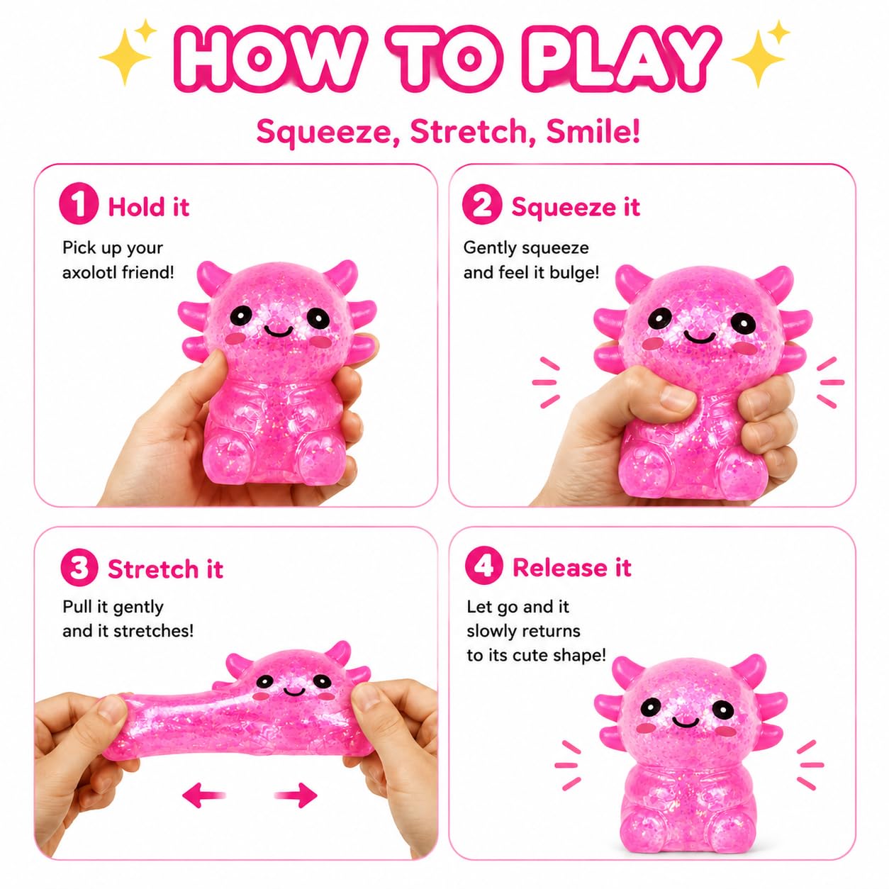 Axolotl Stress Ball, Cute Soft Slow Rising  Toy, Calming Fidget Squeeze Toy Sensory Toy For Stress Relief Kids Adults photo 5