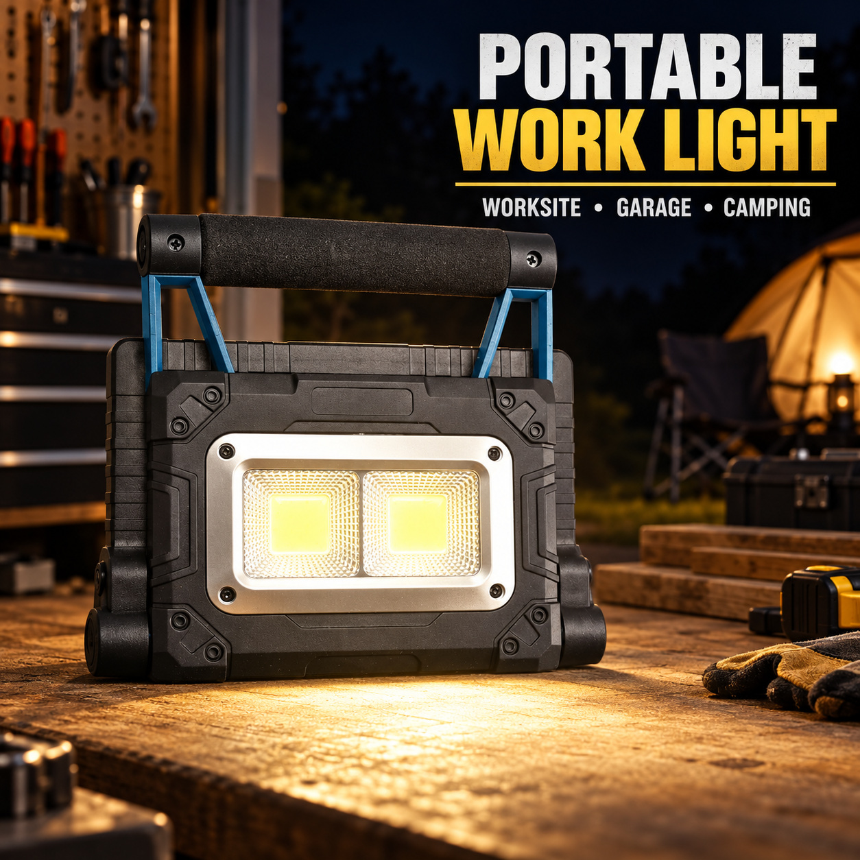 Solar Powered Rechargeable Magnetic Battery Display LED Flood Light W875 2 3600mAh 30W Work Lamp photo 2