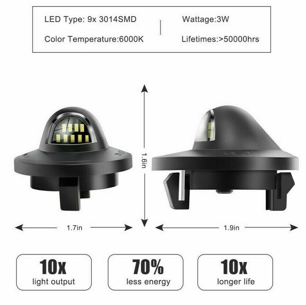 2x LED License Plate Light Tag Lamp Assembly Replacement For Ford F150 F250 F350 photo 2