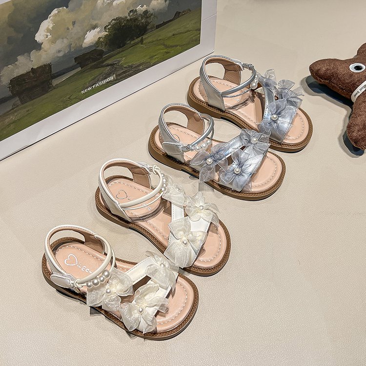 Fairy Style Girls' Baby Princess Sandals, Bow Shaped Children's Roman Shoes, Summer New Style Girls' Beach Shoes photo 3
