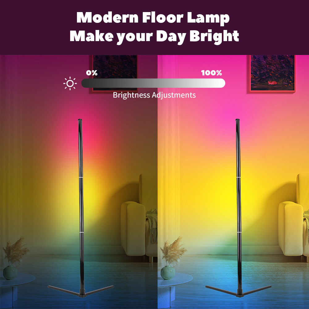 10W RGB LED Corner Floor Lamp  Modern Minimalist Remote-Controlled Mood Light For Home Decor photo 5