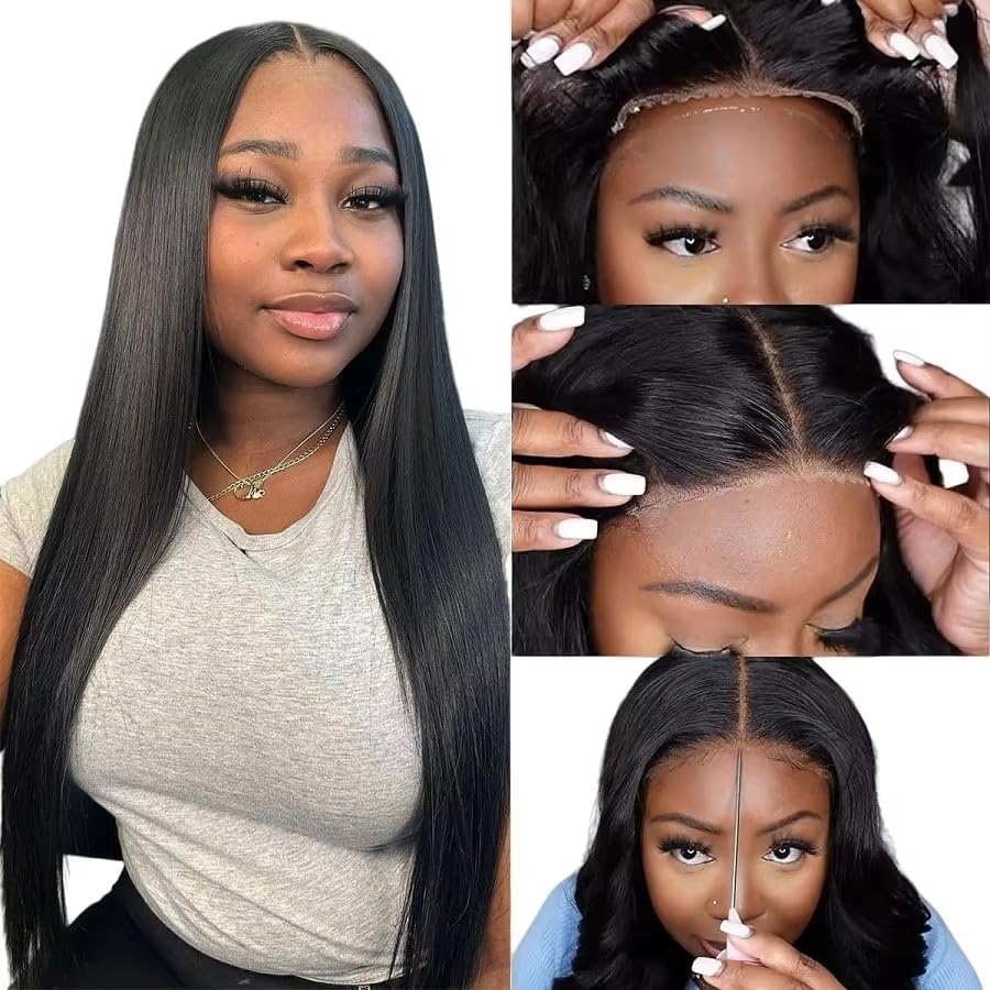 4x6 Lace Front Human Hair Wig, Straight, Natural Color, Density photo 1