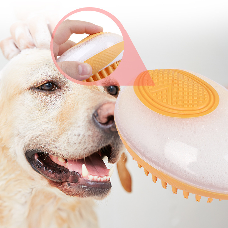 Dog Cat Bath Brush 2-in-1 Pet SPA Massage Comb Soft Silicone Pets Shower Hair Grooming Cmob Dog Cleaning Tool Pet Products photo 3