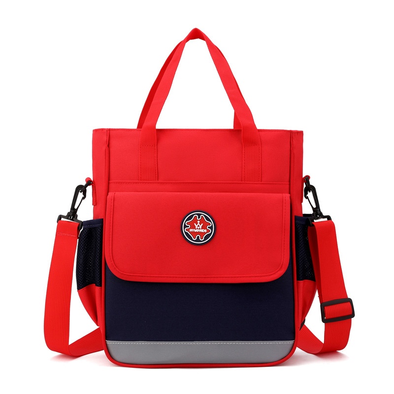 Primary School Student Printing And Tutoring Bag, Three Hand Bag, Children's One Shoulder Hand-held Printing Logo Tutoring Bag, Art File Bag - Red photo 1