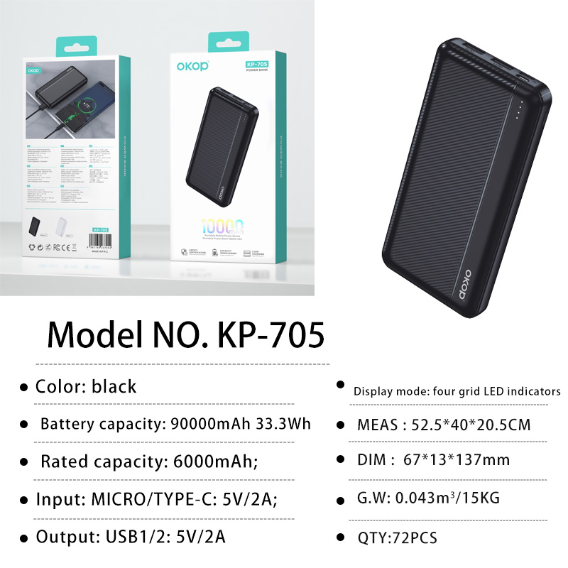 KP-705 Best-selling 10,000mAh Power Bank Dual-port Lightweight Portable And Suitable For Outdoor Use In Stock Now photo 7