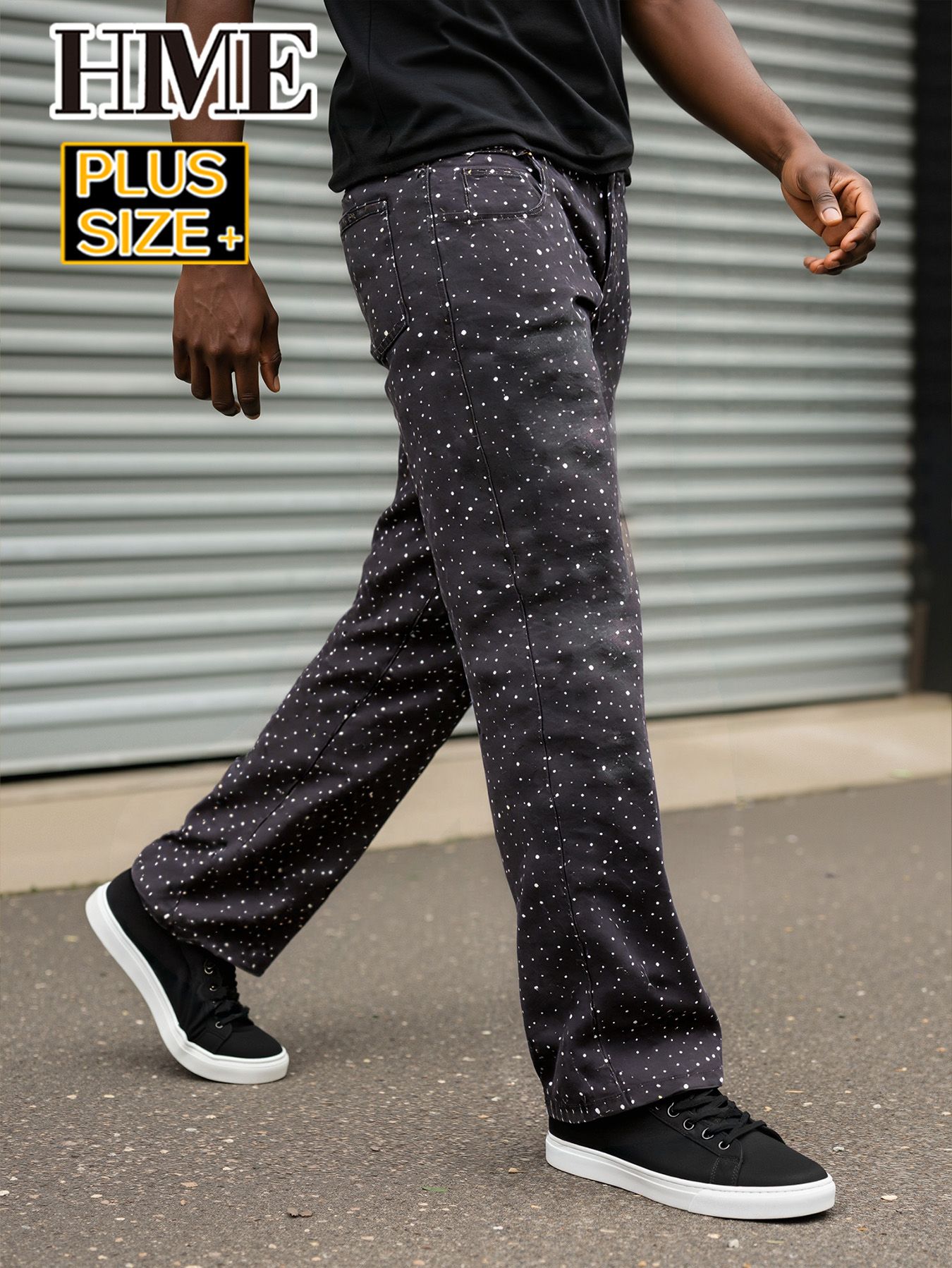 Rhinestone Black Jeans Men Loose Fit Denim Pants Fashion Streetwear Plus Size Big Tall Jeans Ready Stock photo 6