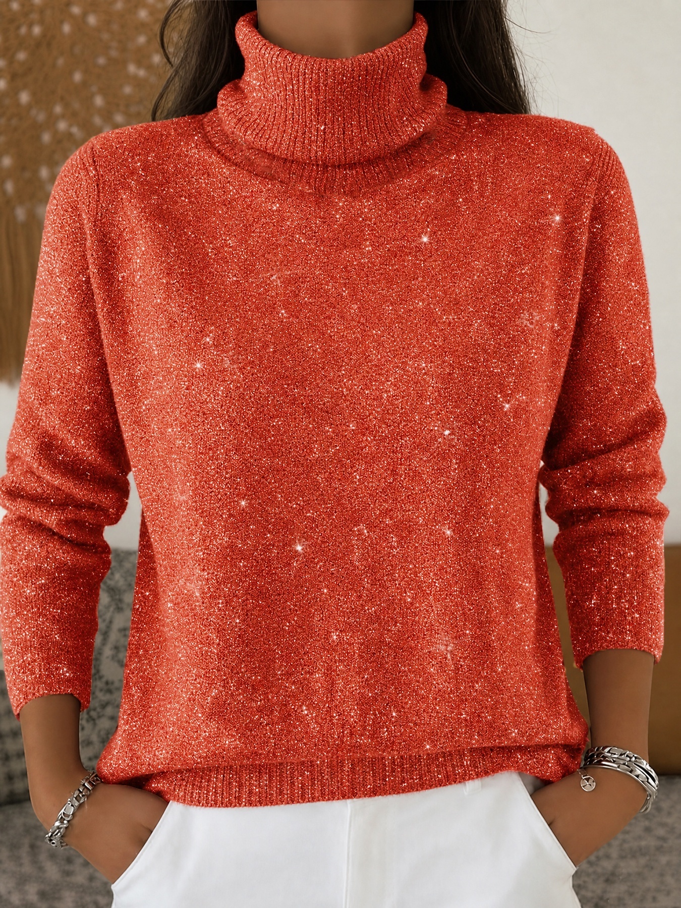 Women's High-neck Long-sleeve Casual Top Sweate photo 4