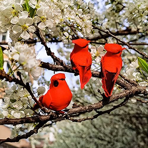 Cardinal Christmas Tree Ornaments 12 Units, Red Feather Clip On Bird Decorations 2.8 Inch For Holiday Tree And Home Decor photo 4