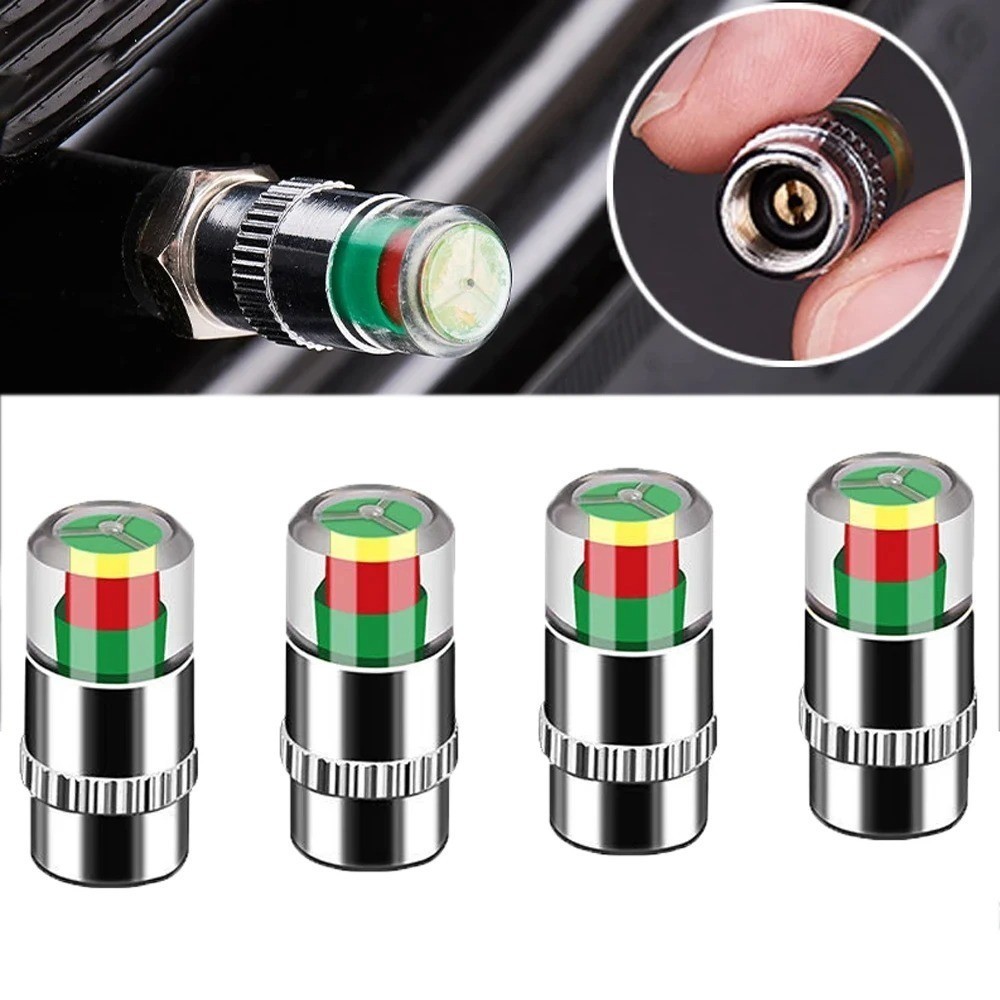 4x Car Valve Tyre Caps Dust Monitor Wheel Pressure Tire Air Sensor photo 1