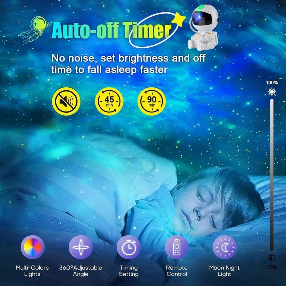 Astronaut Galaxy Projector, 360 Adjustable Star Projector, Starry Night Light Projector With Timer And Remote Control, USB Powered, Astronaut Space Warrior Galaxy Night Light photo 6