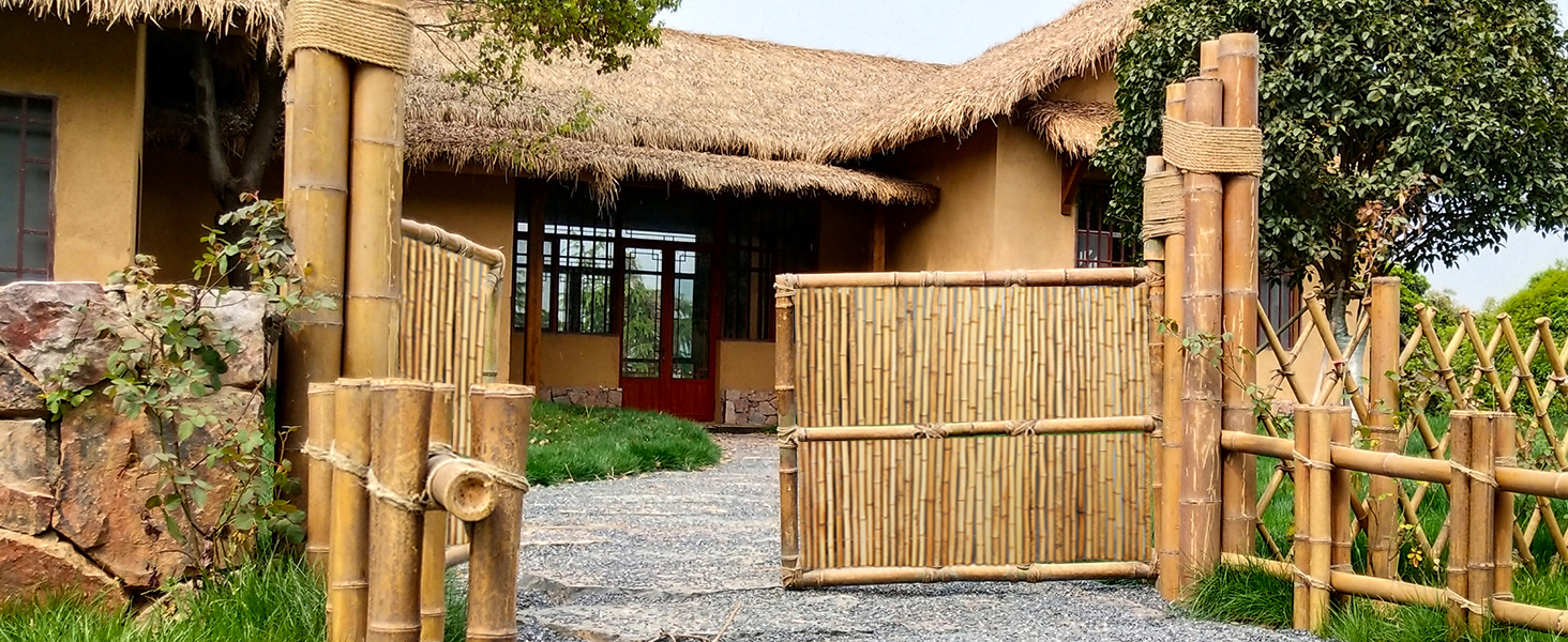 Natural Bamboo Fence Roll 6FT X 8FT , Outside Bamboo Privacy Fencing, Natural Privacy Screen Panels For Garden, Outdoor photo 8