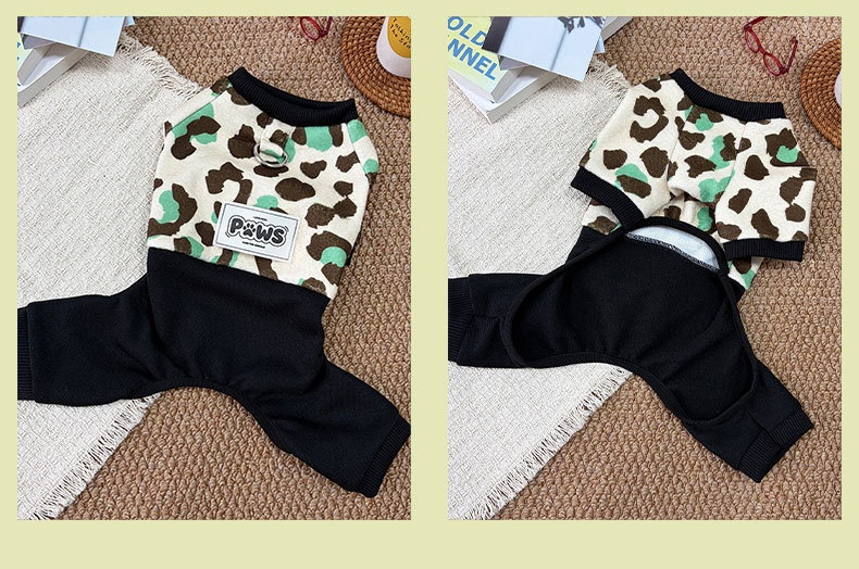 Thickened Four-Leg Full-Body Winter Warm Leopard Print Dog Jumpsuit photo 8