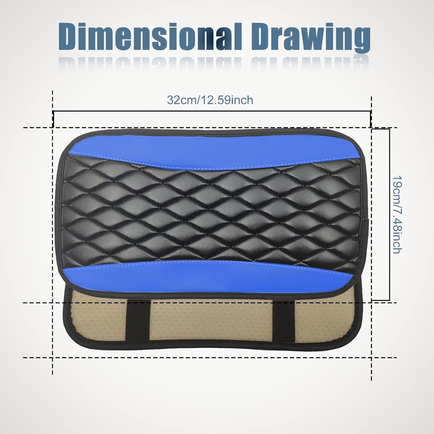 Blue Car Center Console Cover, Waterproof Leather Armrest Protector For Cars, SUVs And Vehicles, Universal Fit photo 3