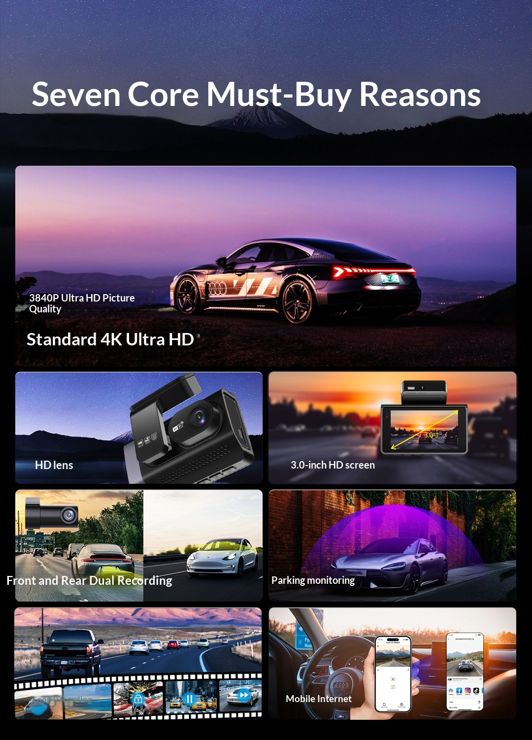 High-definition Car 4K Front And Rear Dual-recording In-vehicle Dashcam photo 8