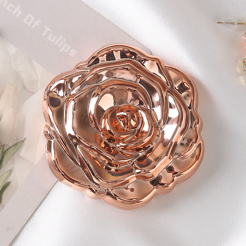 3D Rose Square Compact Mirror, Double Sided Folding Makeup Mirror, 1x & Magnifying Mirror, Portable Pocket Cosmetic Mirror, Gold Silver Rose Gold Available photo 2