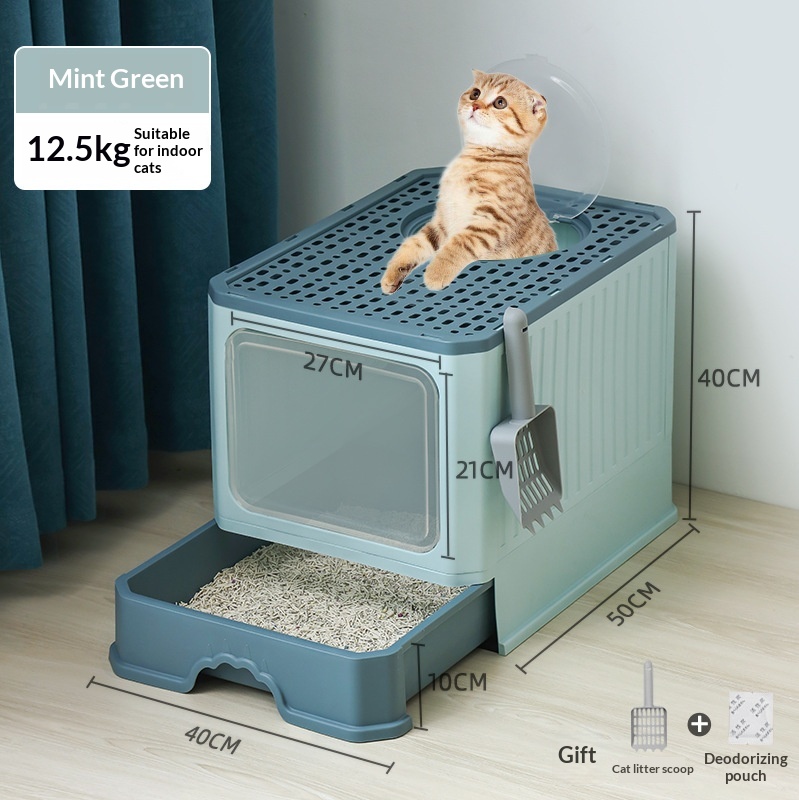 Extra-large Fully Enclosed Drawer-Type Foldable Cat Litter Box photo 4