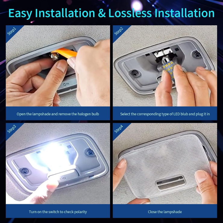 42 Pieces Interior Car Lights, Super Bright White Dome Map Tail Cab Lights Bulb Kit Set , DE3175 T10 31mm 41mm 194 LED Bulb For Your Trucks Width Lamp White photo 4