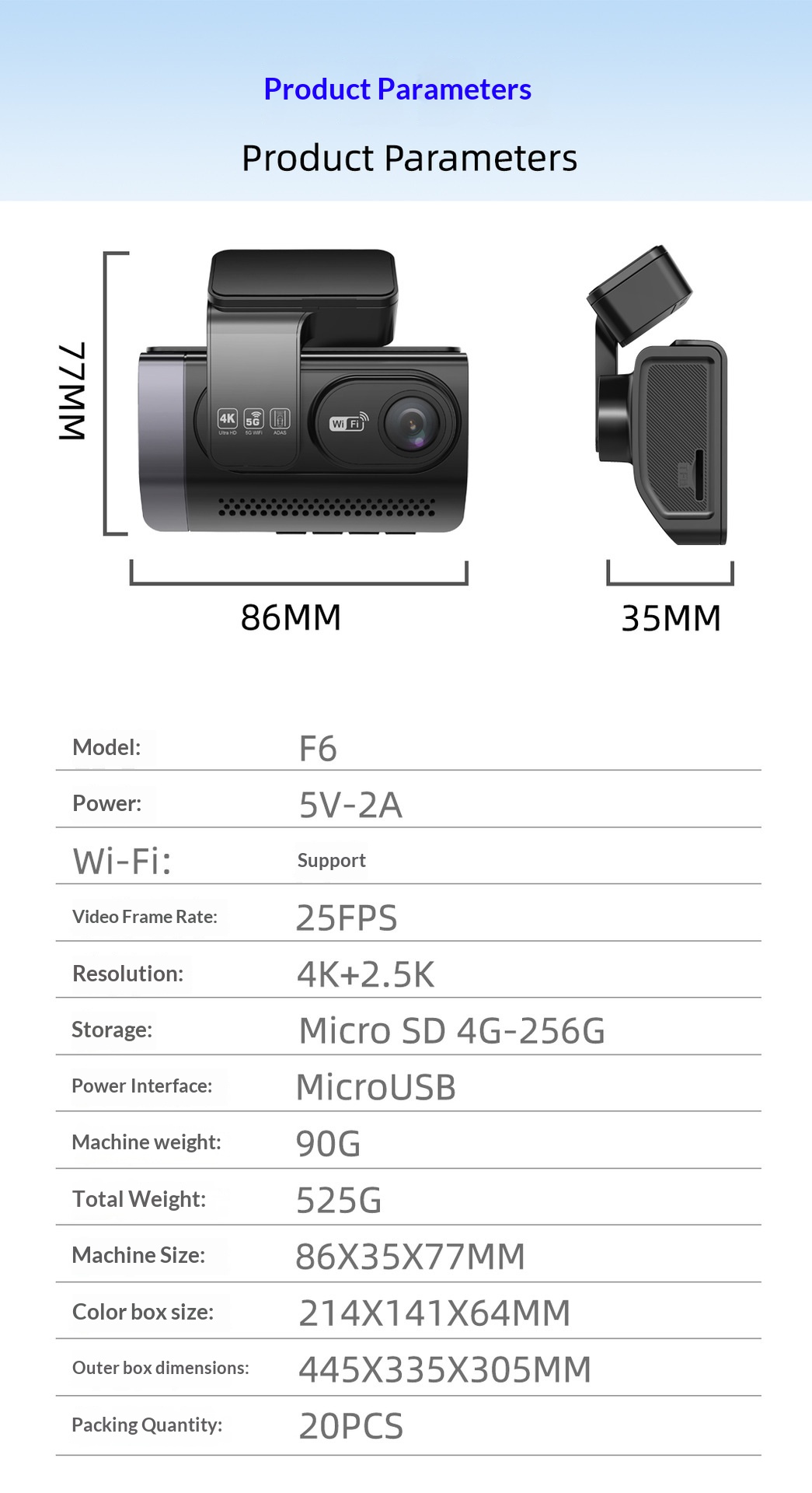 High-definition Car 4K Front And Rear Dual-recording In-vehicle Dashcam photo 3