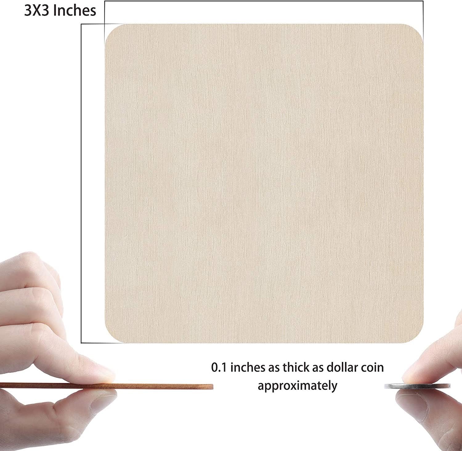 Unfinished Wood Squares 80 Units, 3x3 Inch Wooden Board Tiles For DIY Crafts, Painting, Home Decor And Creative Projects photo 3