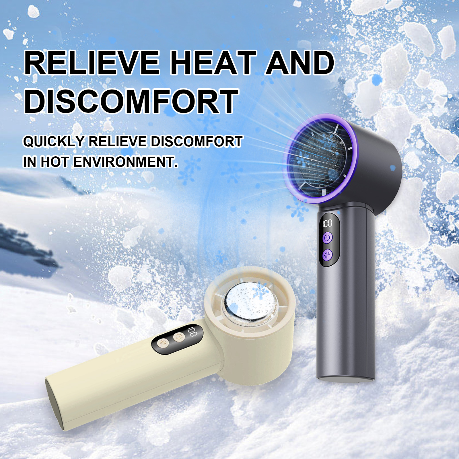 Ice Pack Handheld Fan Lotus White photo 1
