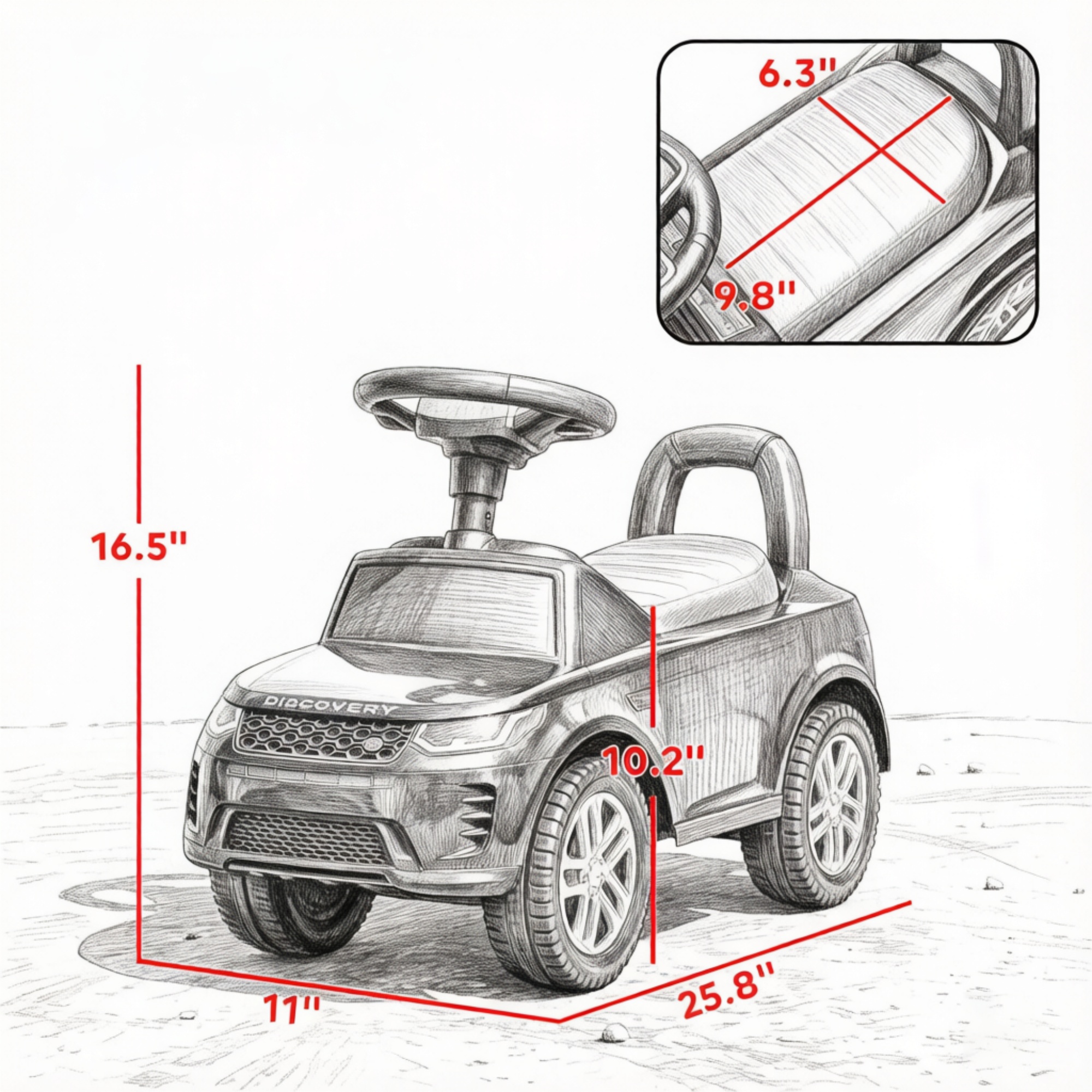 Black Baby Stroller, Suitable For Children Aged 18-36 Months - Under Seat Storage Riding Toys photo 6