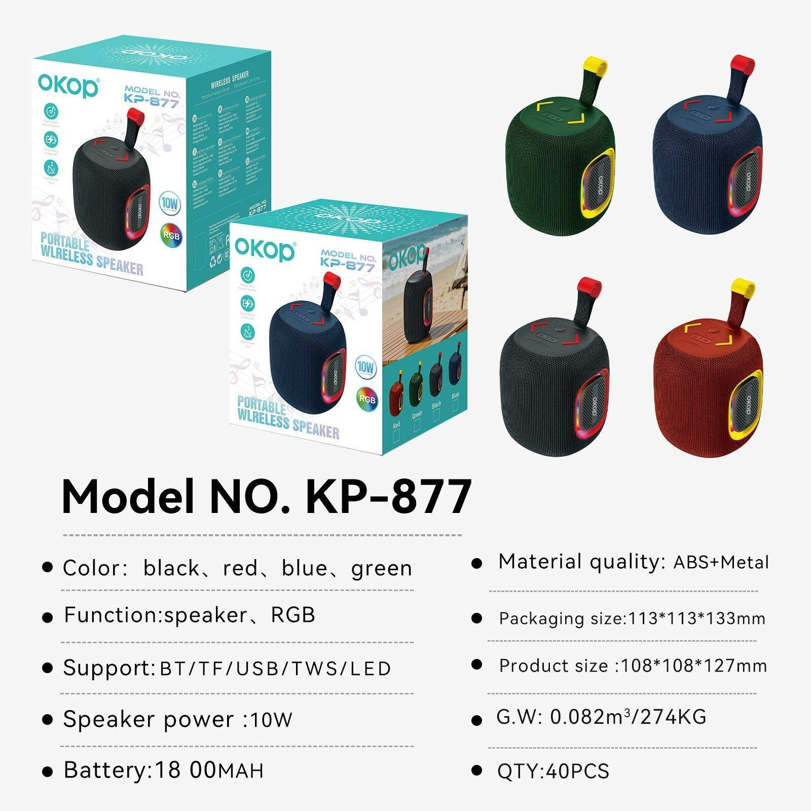 KP-877 Best-selling Wireless Bluetooth Speaker Portable Handle RGB Lighting Long Battery Life Ideal For Parties Outdoor Use Factory Stock Available photo 6