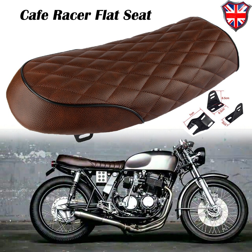 Universal Motorcycle Seat Flat Brat Saddle For Y Amaha H Onda S Uzuki Cafe Racer UK photo 1