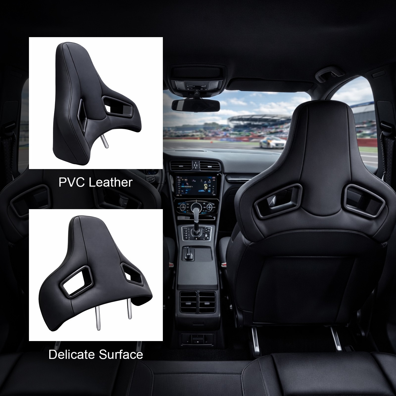 PU Leather Car Headrest Cushion Sports Seat Universal Ergonomic Design photo 4