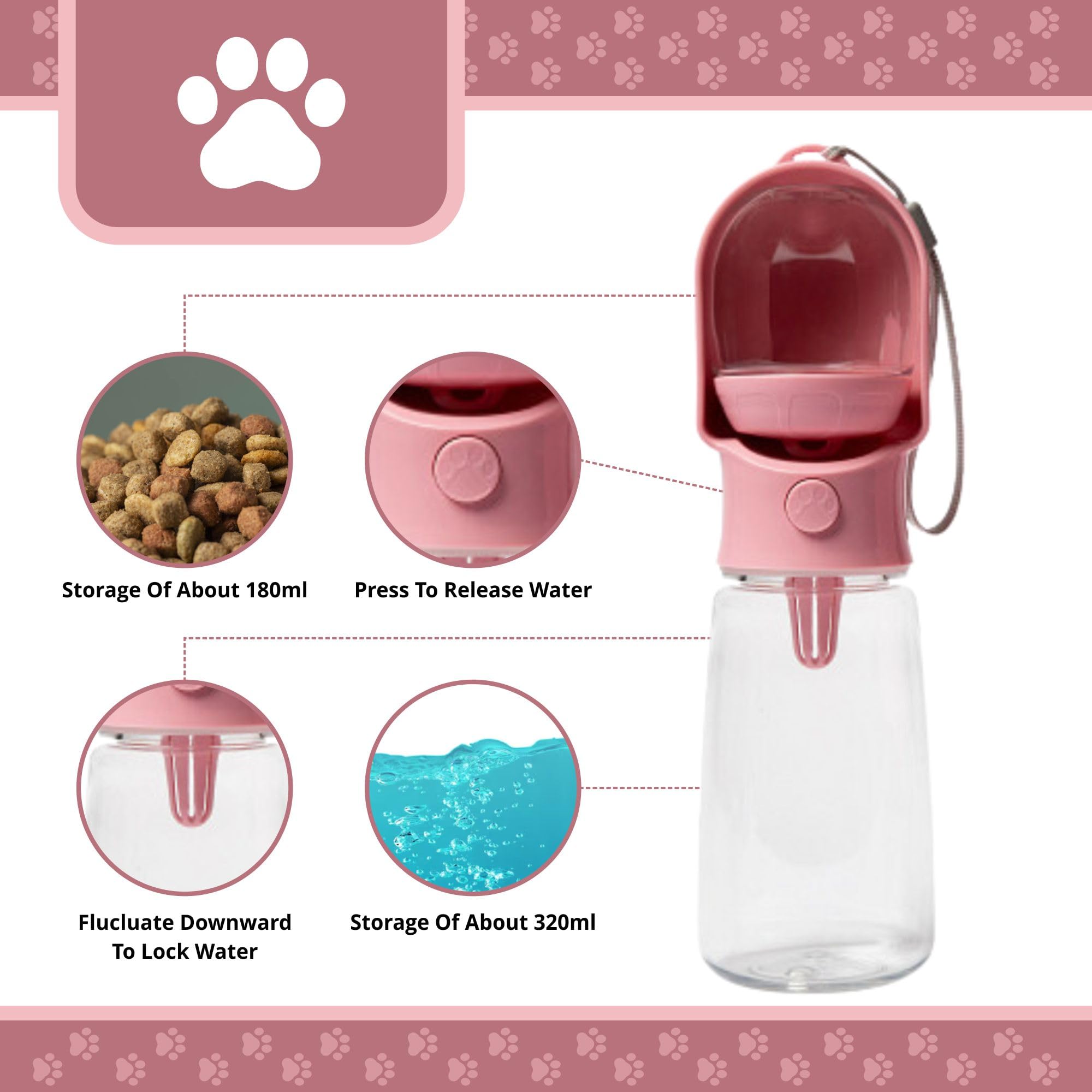 Leak Proof Portable Dog Water Bottle With Bowl  Travel Pet Water Dispenser For Walking & Hiking  Food Grade Plastic  Choose From 3 Colors photo 7