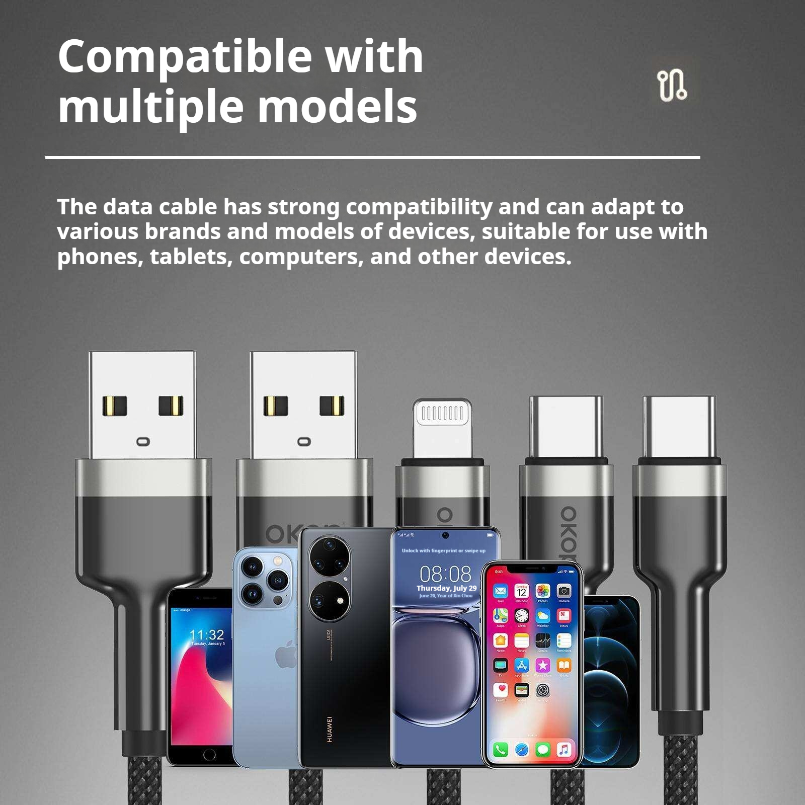 KP-318 Braided 65W Fast-Charging Data Cable Durable Overcharge Protection Type-C Compatible With Apple Android And Huawei photo 7