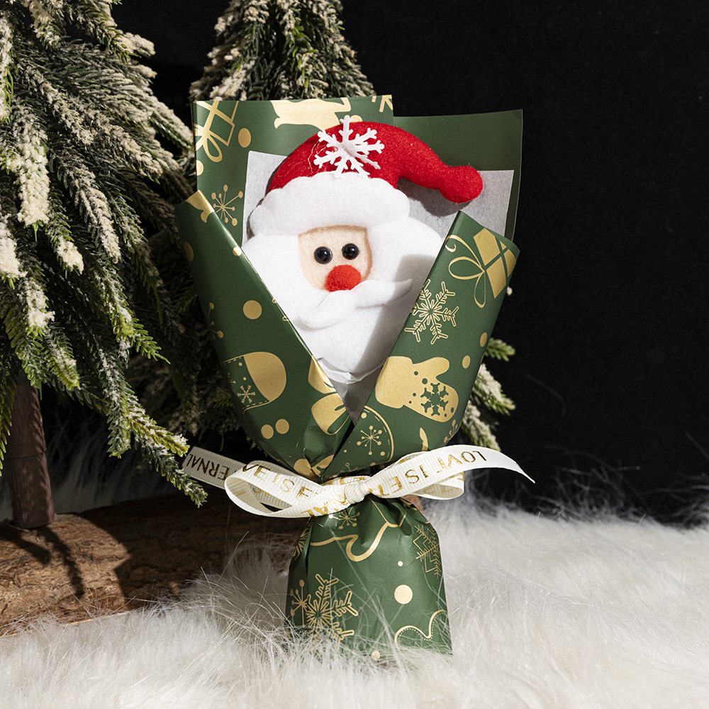 Handmade Pipe Cleaner Christmas Mini Bouquet Santa Snowman Xmas Ornaments Finished Table Decorations For Gift Box Matching Christmas Eve Home Decor photo 3
