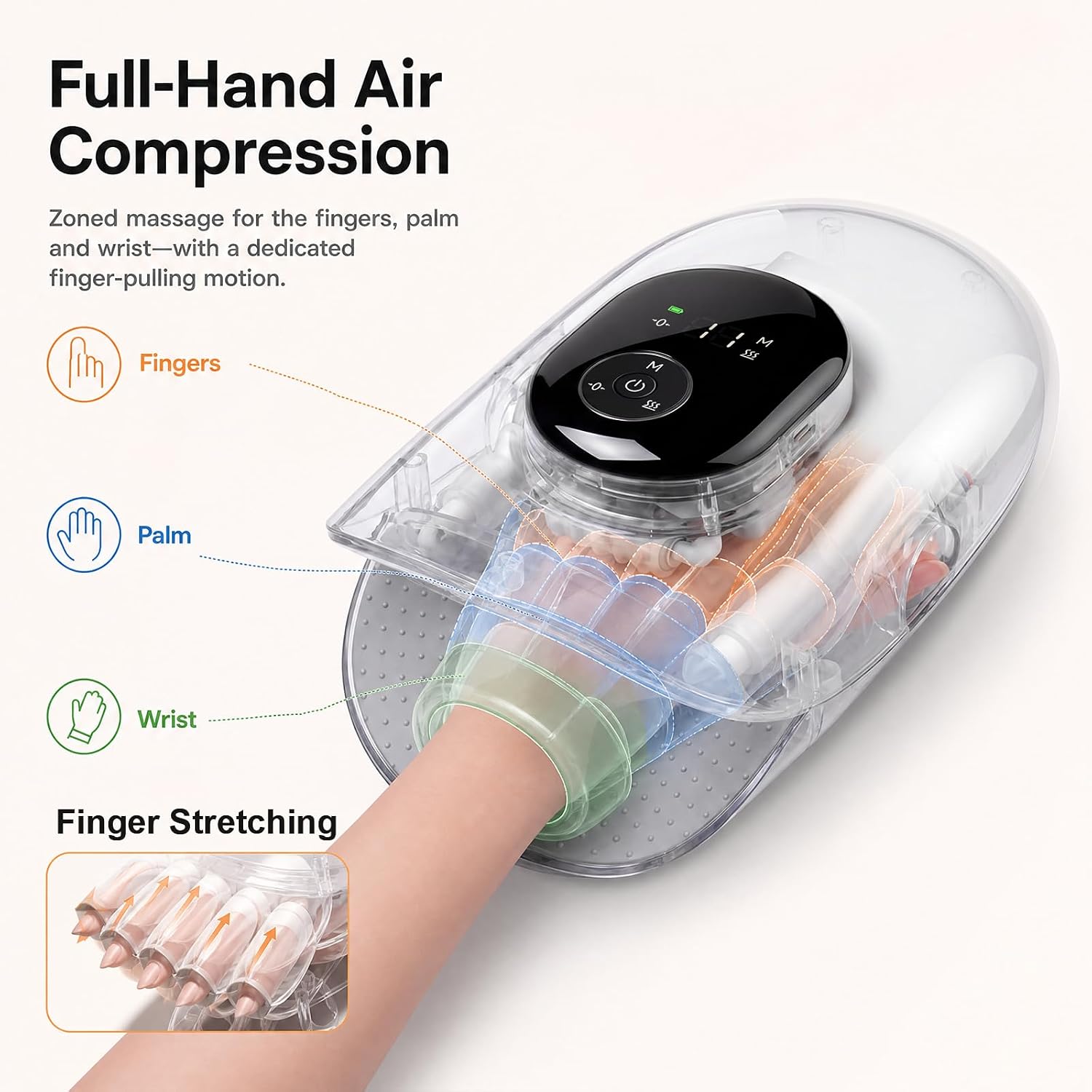 Hand Massager With Heat & Air Compression For Arthritis And Carpal Tunnel, 5 Modes Air Pressure Kneading Massage, Built-in Finger Stretching, USB Rechargeable Hand Therapy Massager For Hand Pain Relie photo 3